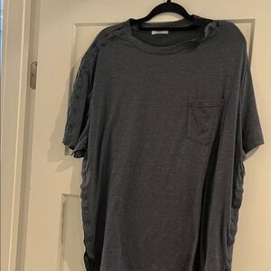 Classic Gray Men's Short Sleeve Tee Medical Tee Shirt. Unbuttons all the way